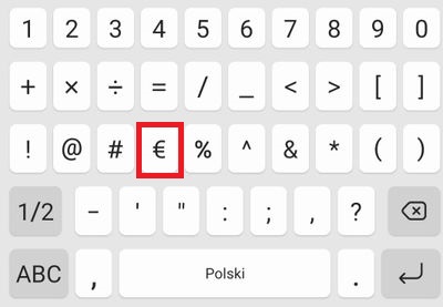 Type Euro Symbol on Smartphone Keyboard
