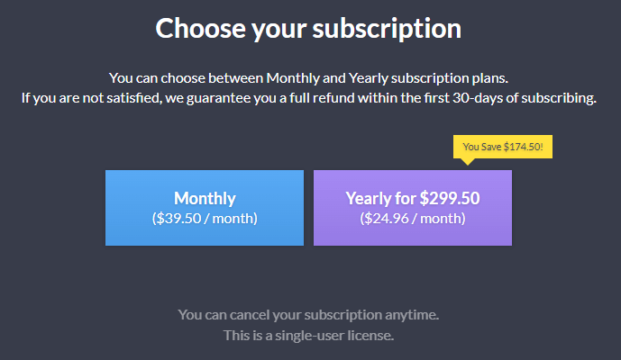 Choose the subsctiption for Finviz Elite. 