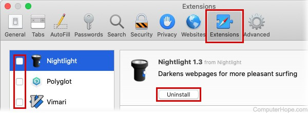 Turn Off your Browser Extension on Safari