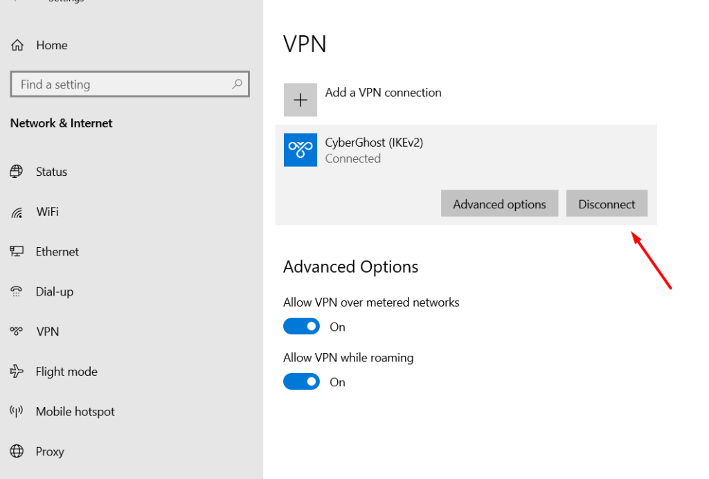 Disable VPN On PC