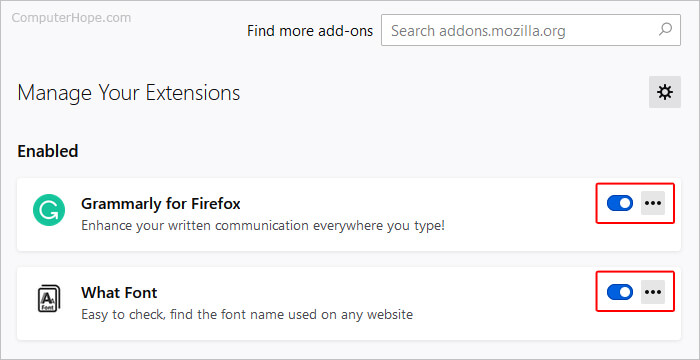 Turn Off your Browser Extension on Mozilla Firefox