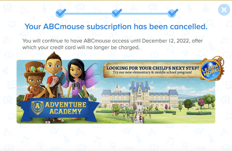 Your ABCmouse subscription has been canceled