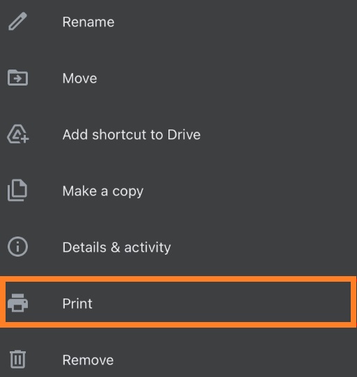 Select Print- Change Paper Size in Google Docs 