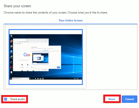 select the Your Entire Screen option