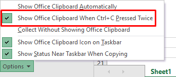 elect Show Office Clipboard When Ctrl + C Pressed Twice option
