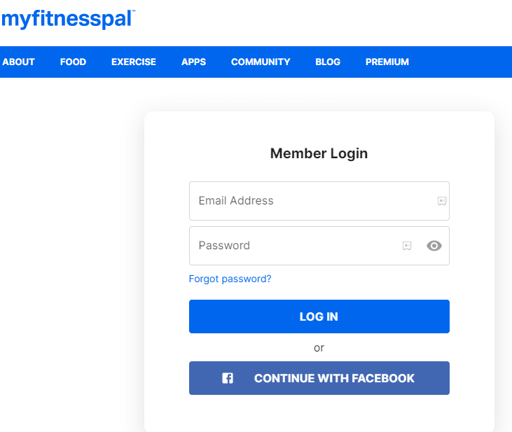 log in to MyFitnessPal Account