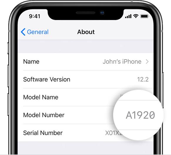 tap the number to Find Model Number on iPhone