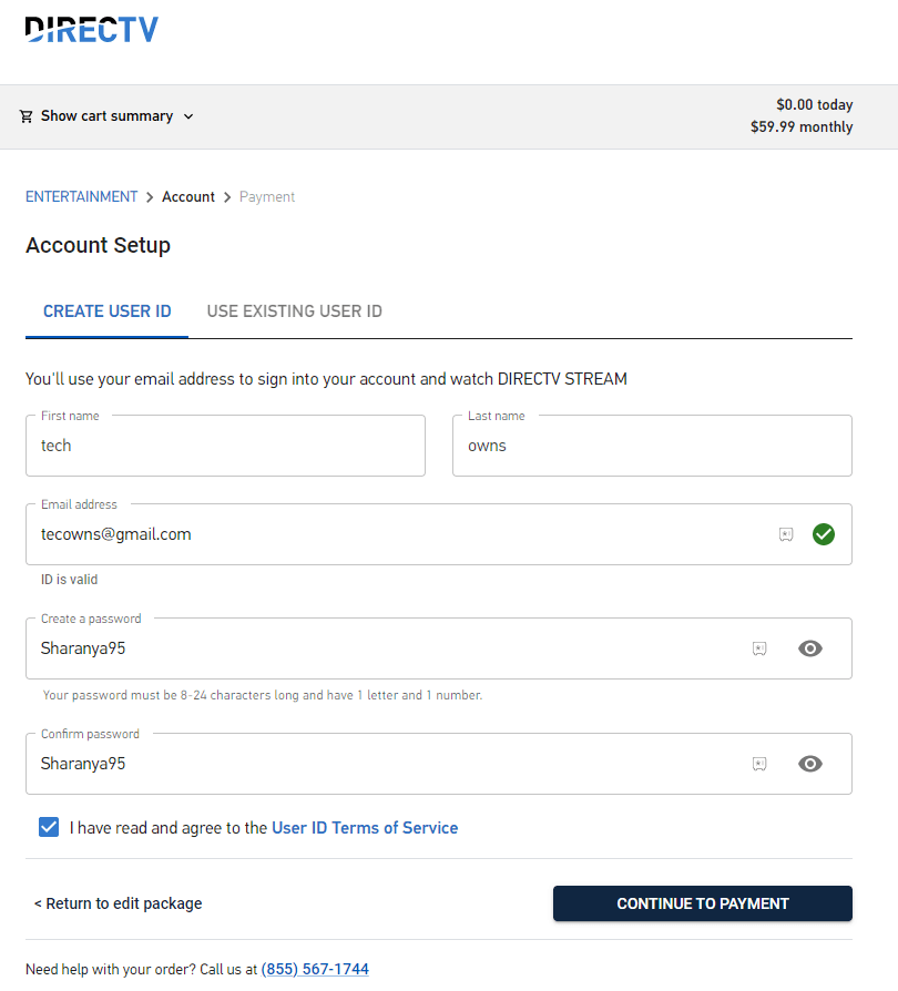 click on the Continue to Payment button