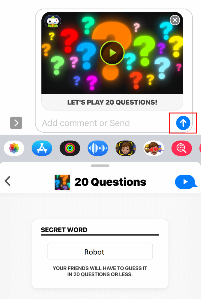 Tap Send icon to share the game invitation