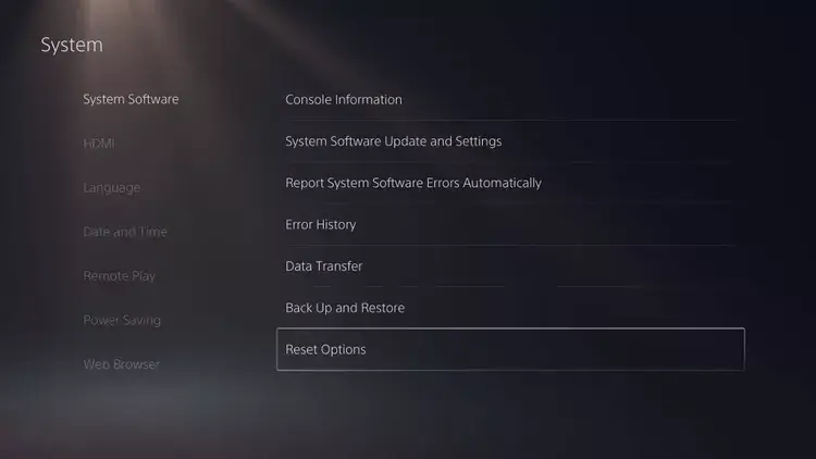 Choose Reset Options from the menu list.