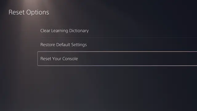 select Reset Your Console.