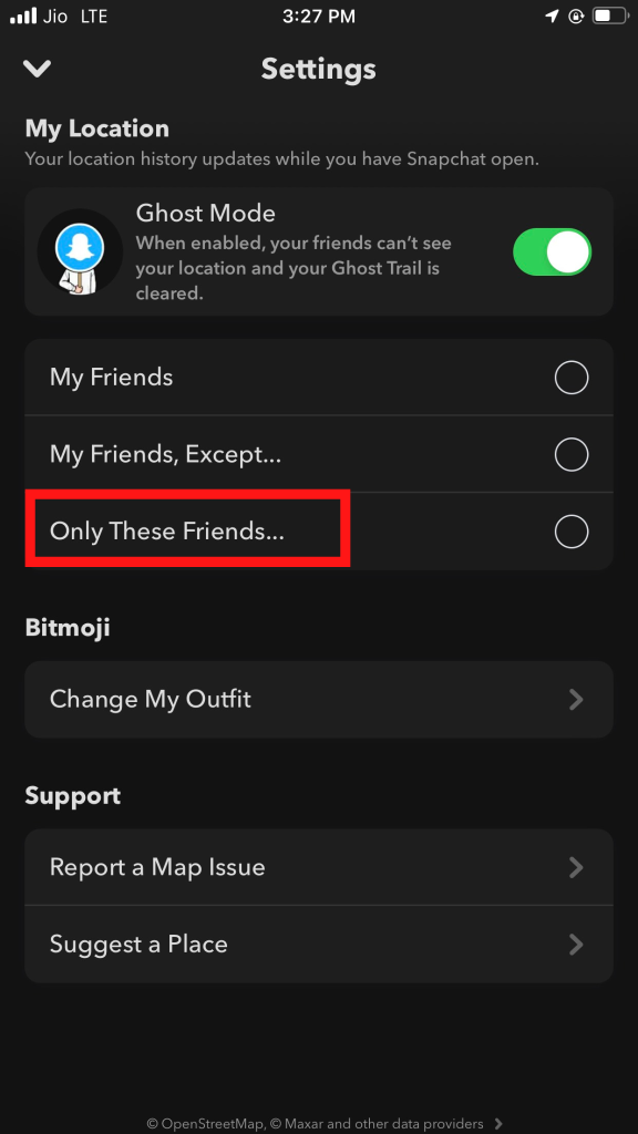 Click Only These Friends option