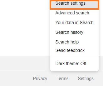 Select Search Settings