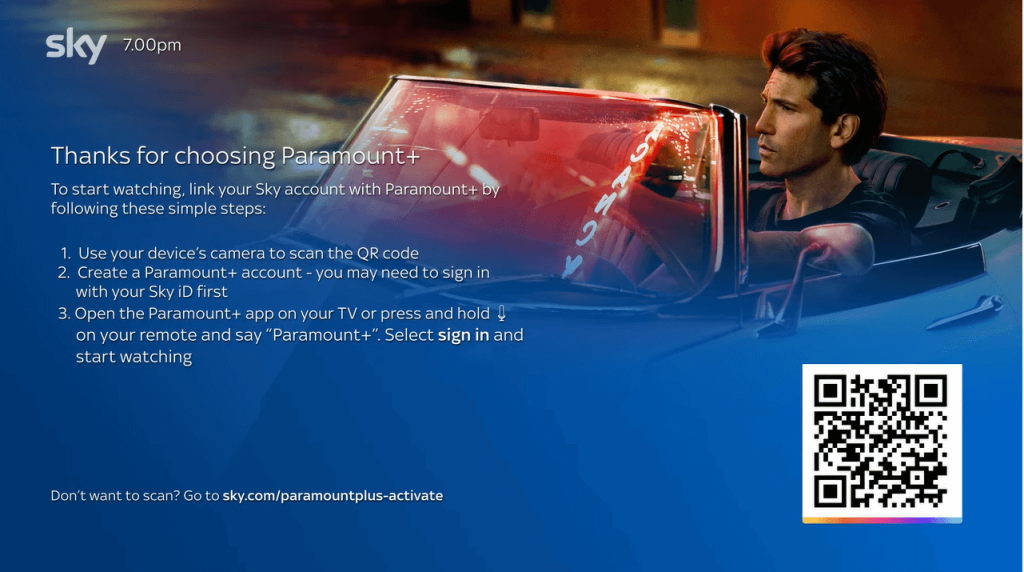 Paramount Plus activation on Sky Q