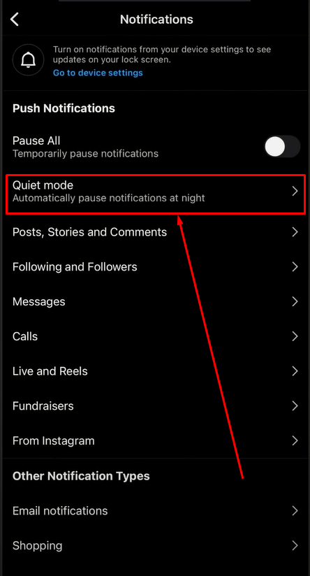 select Quiet Mode.