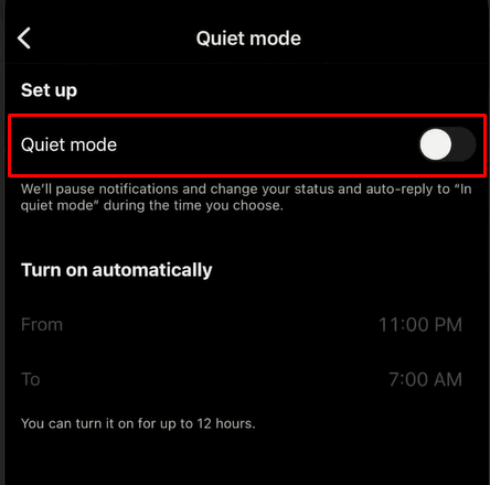 Enable Quiet Mode on Instagram