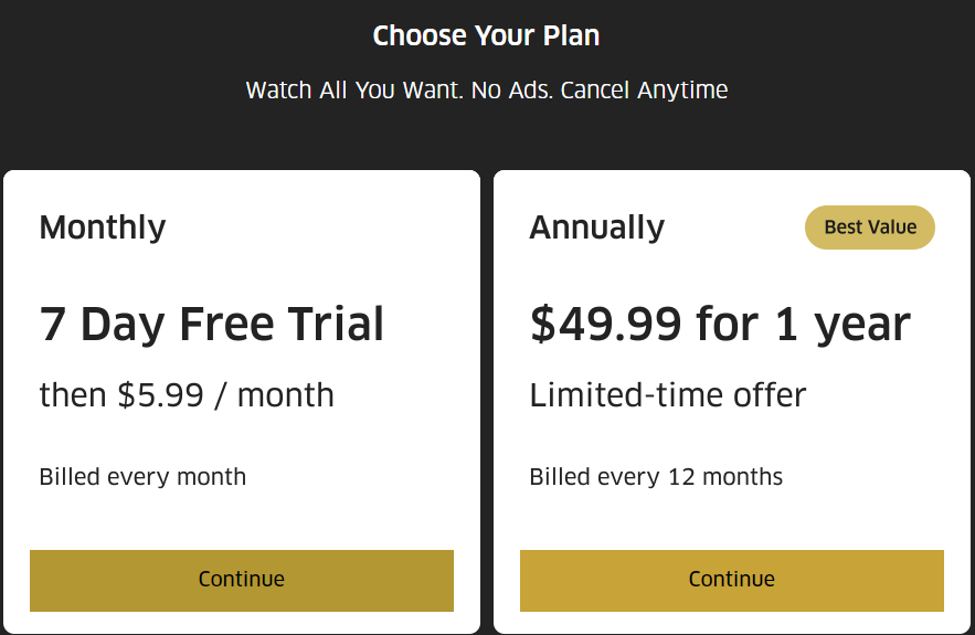 choose the Monthly subscription plan