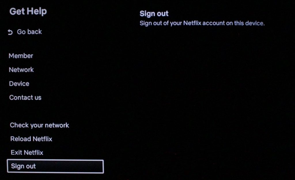 Netflix Sign out