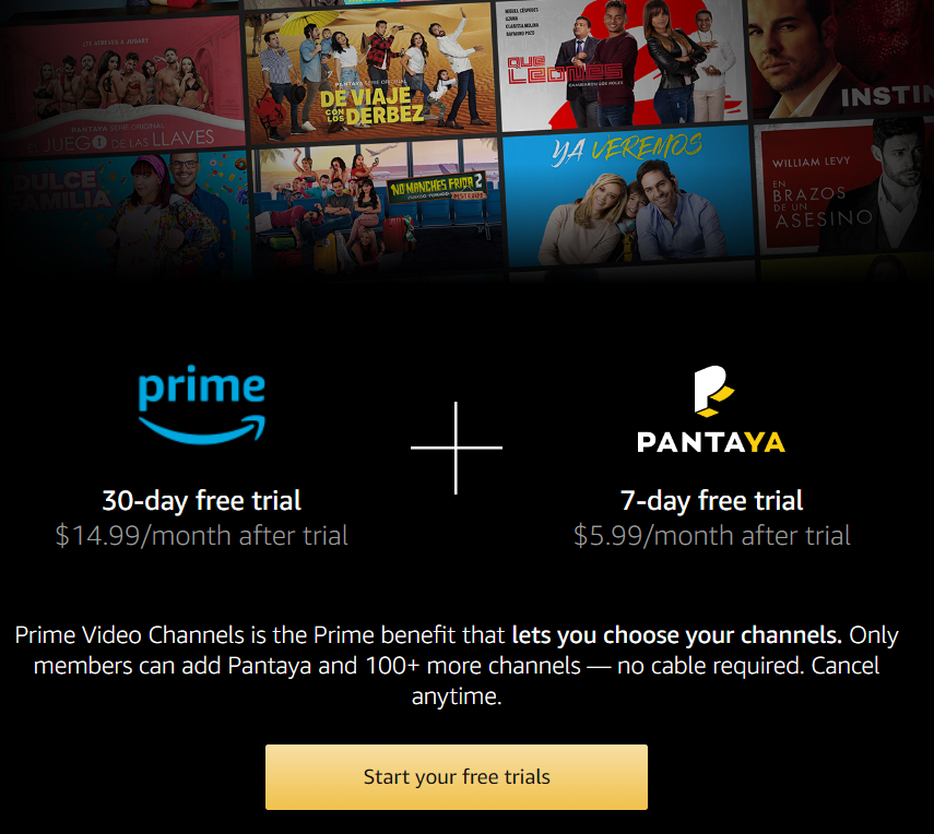 Get Pantaya free trial through Amazon Prime Video