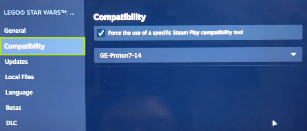 Choose the Properties option followed by Compatibility.