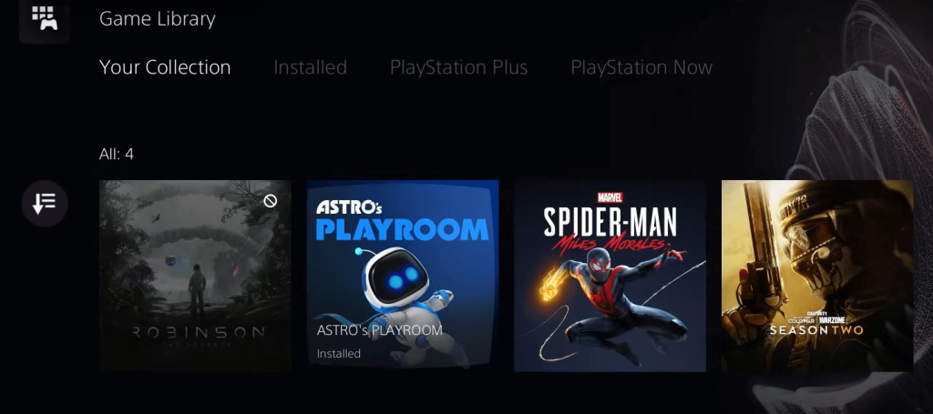 Locate the Game Library on PlayStation.