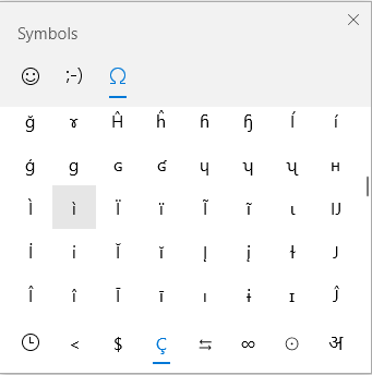 Type i with Accent on Windows Keyboard Using Emoji Keyboard