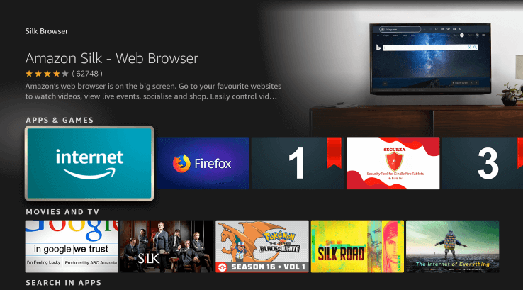 Choose Silk Browser on Firestick