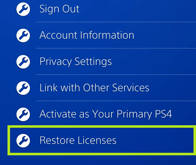 Click on Restore Licences to Unlock Locked Games on PS4. 