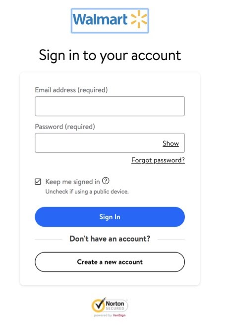 Sign into Walmart