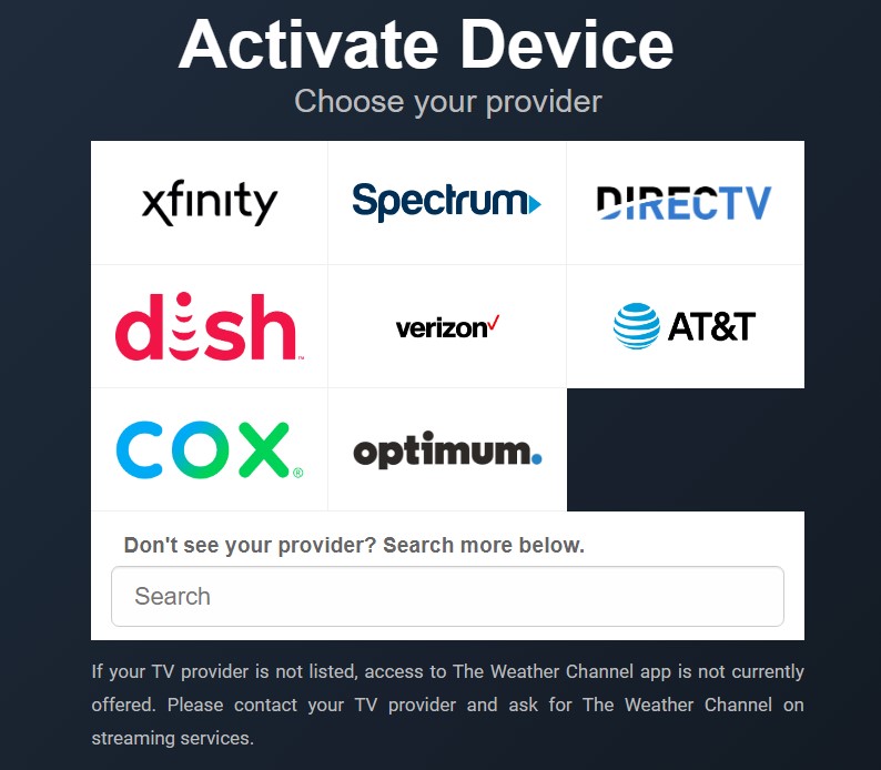 Weather Channel cable TV providers
