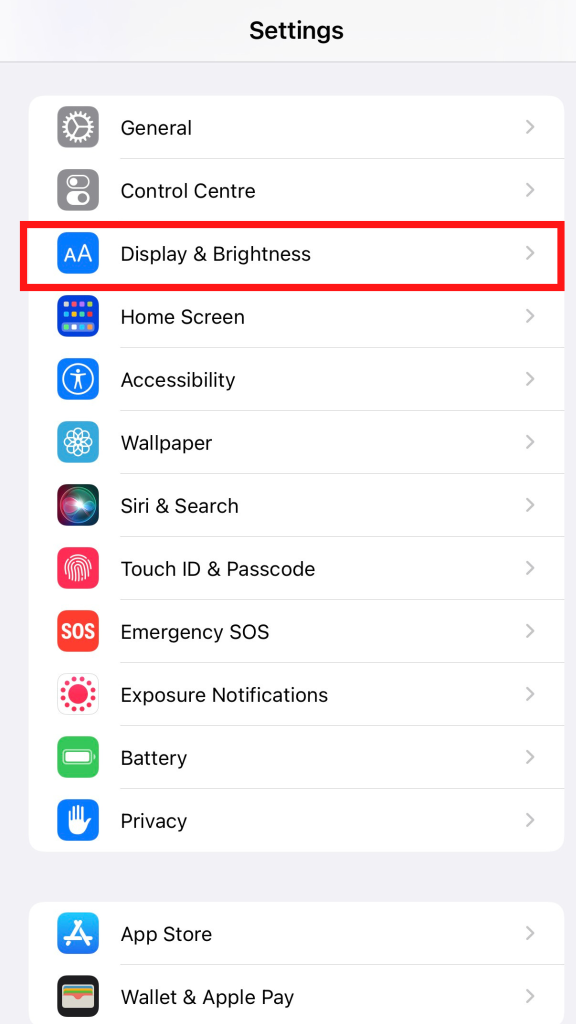 Select Display & Brightness