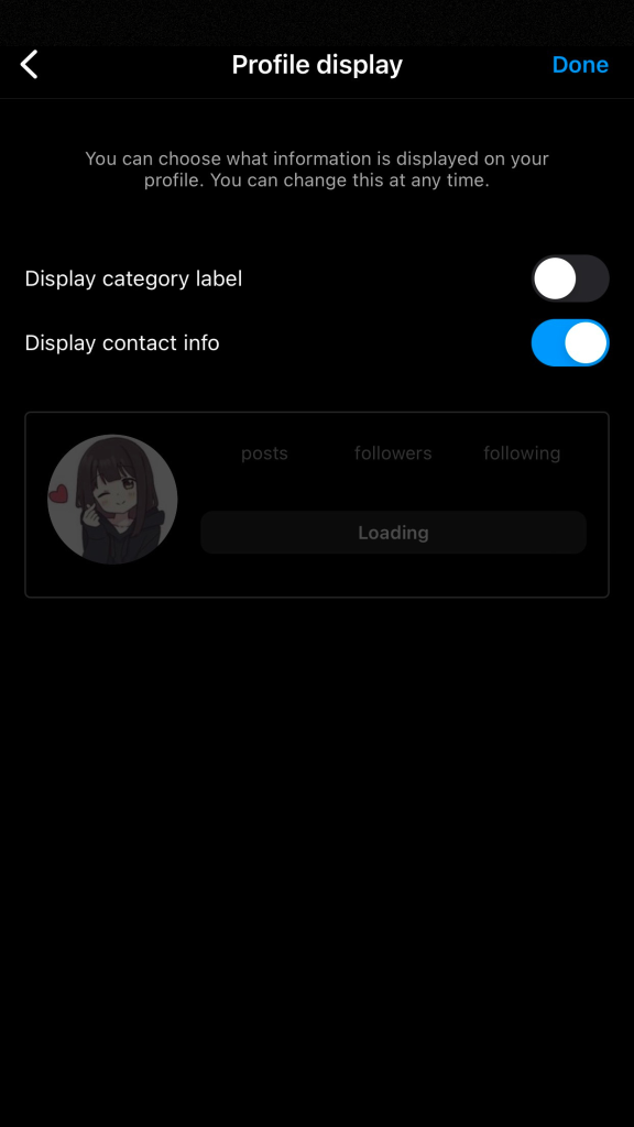 Enable Display Contact Info option