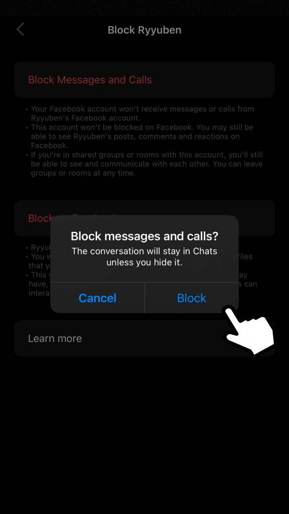 Click Block on Messenger