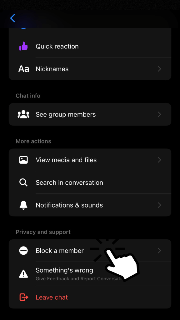 Click Block a member on Messenger