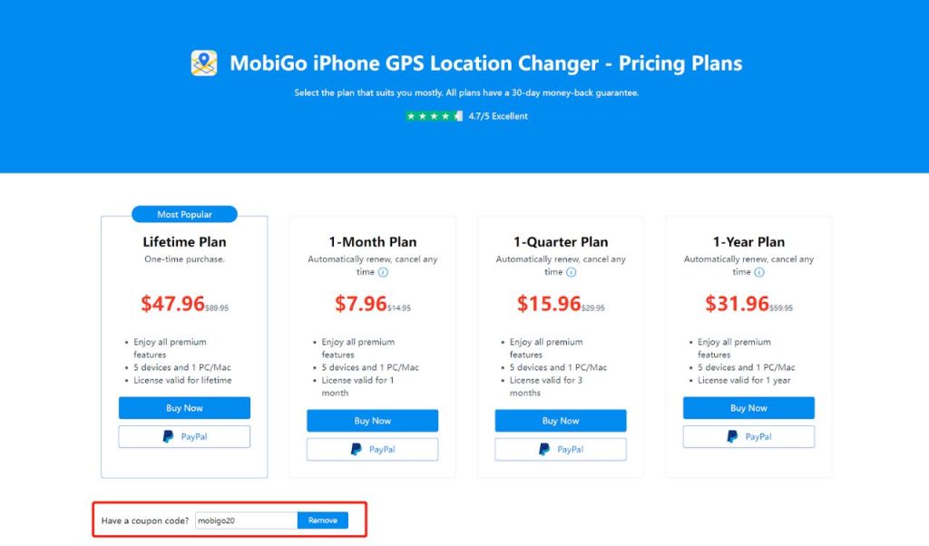 MobiGo plans & pricing