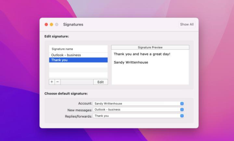 Change signature on Outlook in Mac