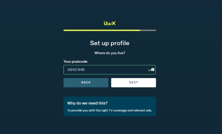 Setting up profile on ITVX