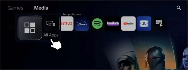 Click All Apps to get Hulu on PS5