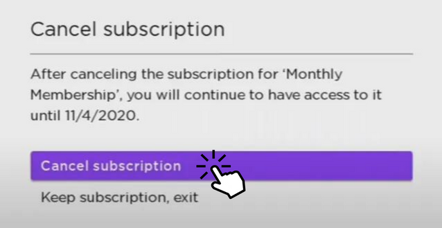 Click Cancel Subscription