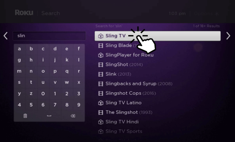 Select Sling TV on Roku