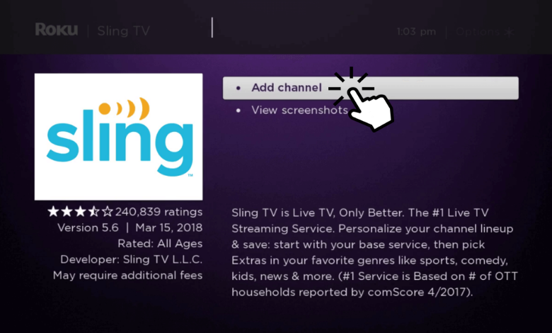 Click Add Channel to get Sling TV on Roku