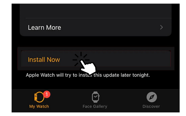 Click Install Now option to update Apple Watch
