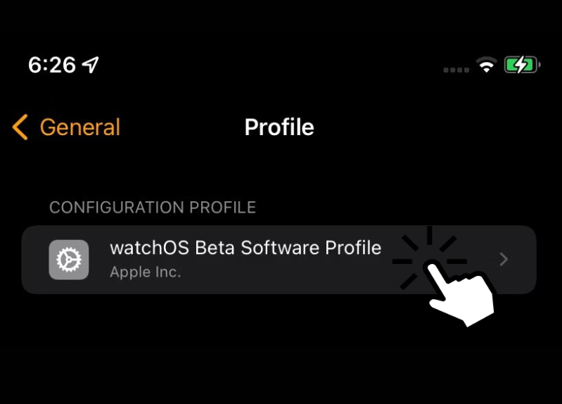 Click the WatchOS Beta Profile