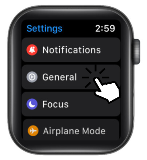 Choose General to update Apple Watch