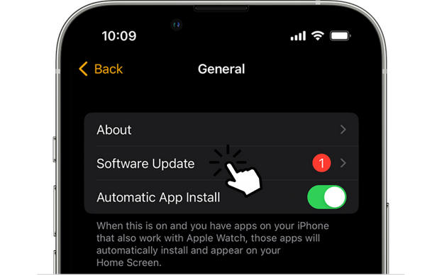 Navigate Software Update on iPhone