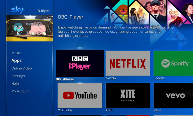 Choose BBC iPlayer on Sky Q box