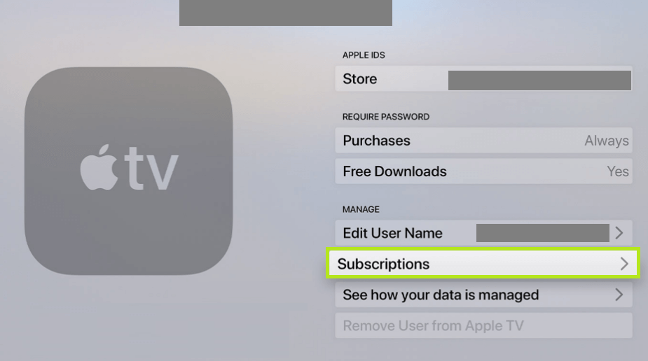Click on the Subscriptions tile under the Manage section