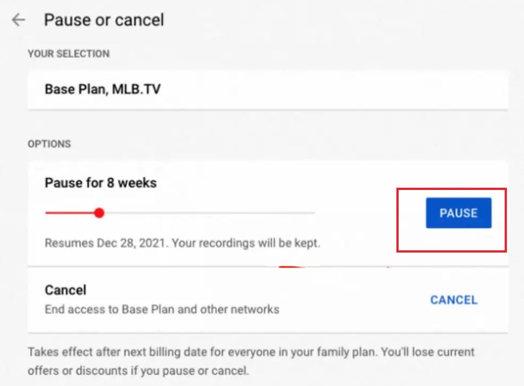 Cancel YouTube TV Subscription