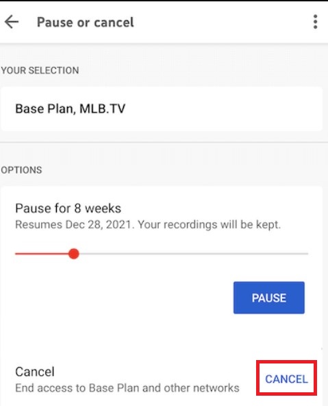 Cancel YouTube TV Subscription