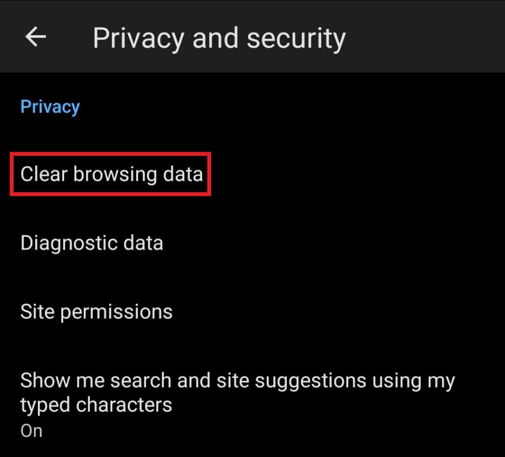 Click on Clear browsing data
